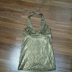 Metallic gold leopard print mini dress Size Small